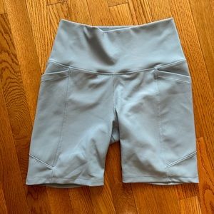 High rise Yoga shorts, light blue size Large. Brand New